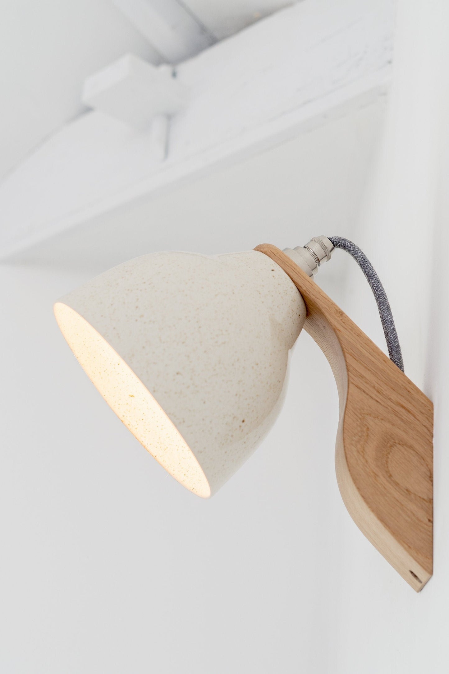 Speckled Cream Element Oak and Ceramic Wall Light by StudioHaran