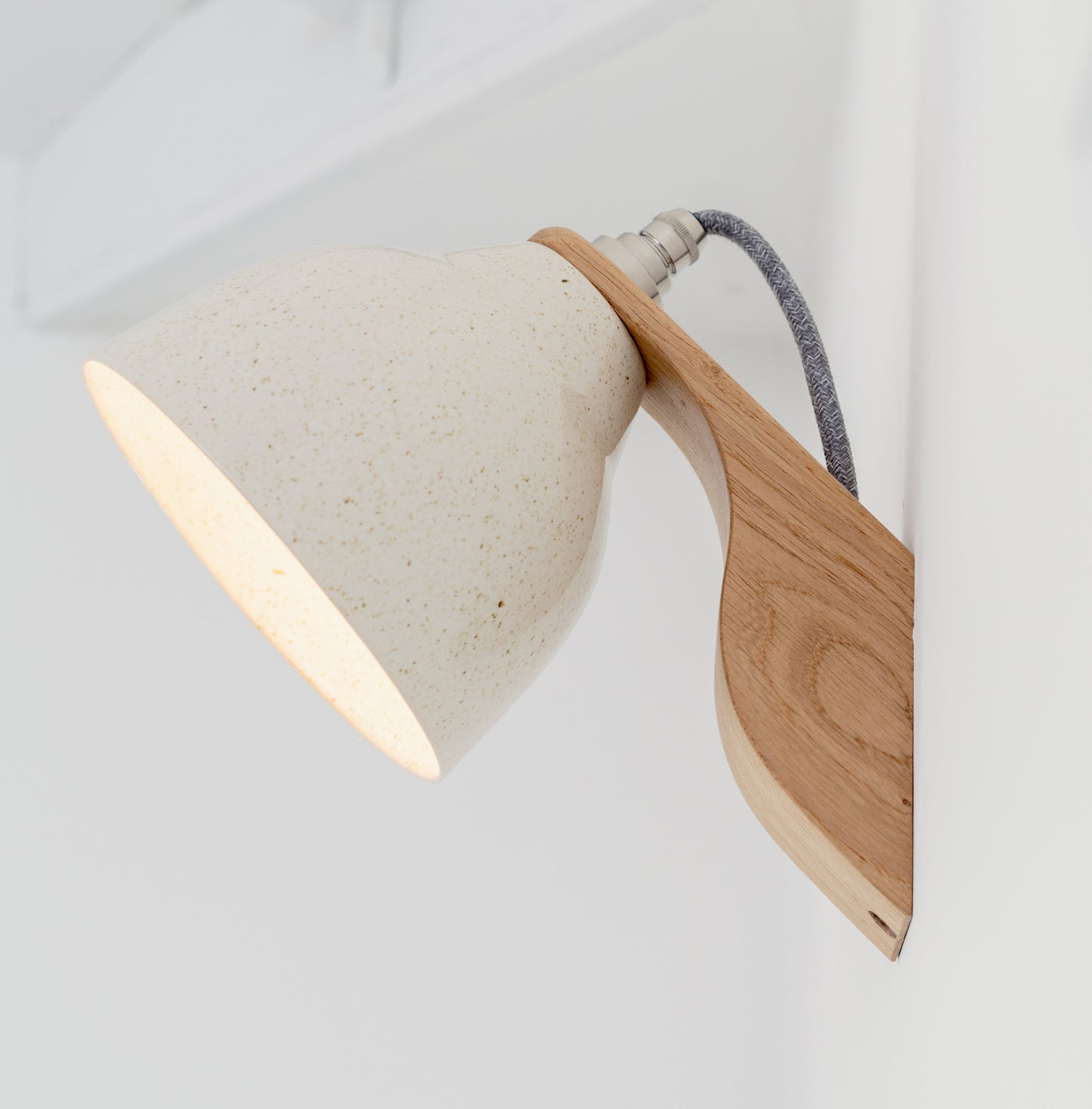 Speckled Cream Element Oak and Ceramic Wall Light by StudioHaran