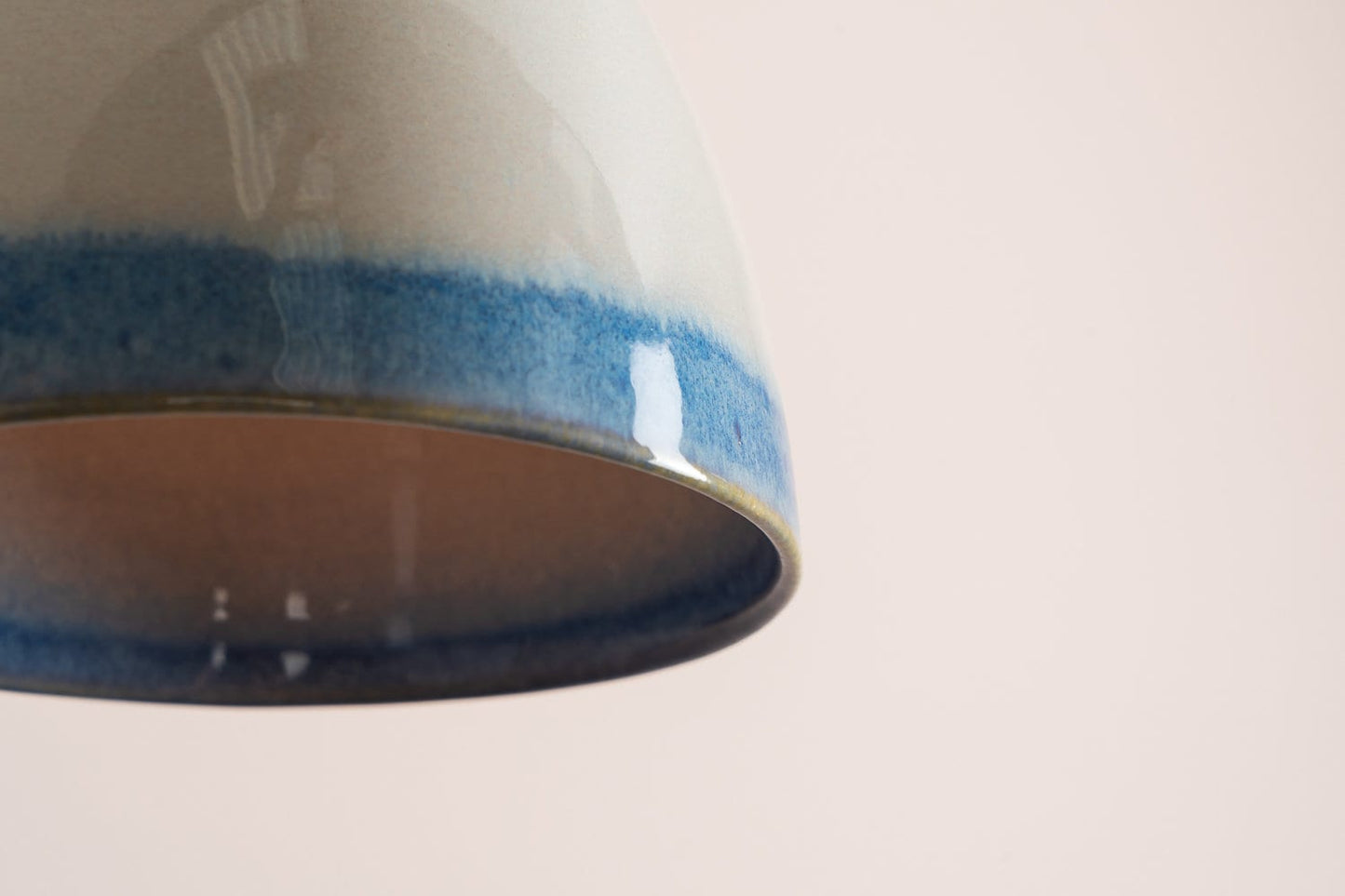 Element pendant light in ceramic and oak - small: blue and white by StudioHaran