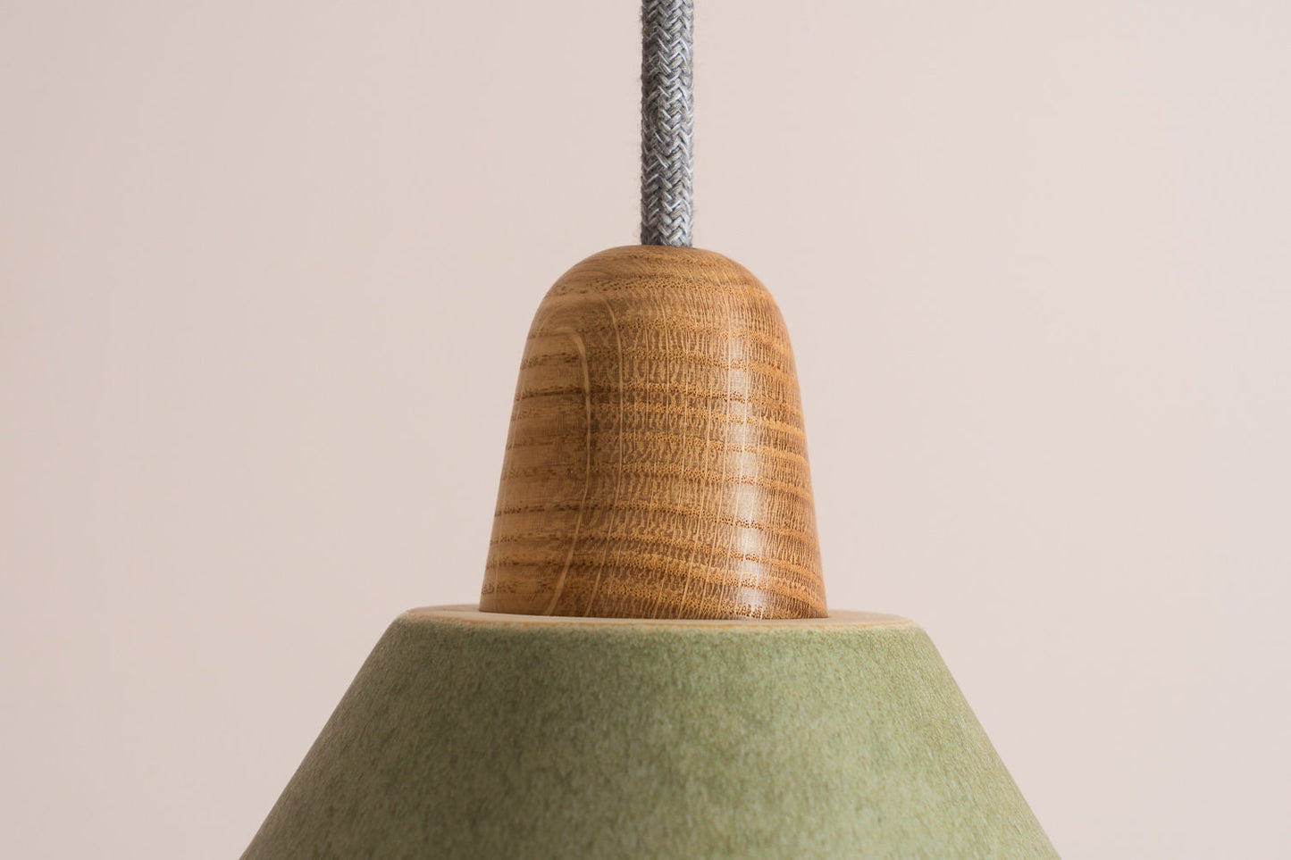 Green Element Pendant Light in Ceramic and Oak by StudioHaran