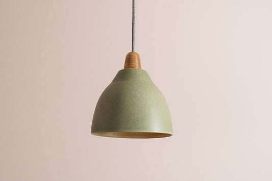 Green Element Pendant Light in Ceramic and Oak by StudioHaran