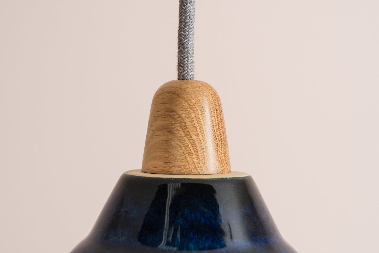Element Pendant Light in Ceramic and Oak - Small : Lagoon Blue by StudioHaran