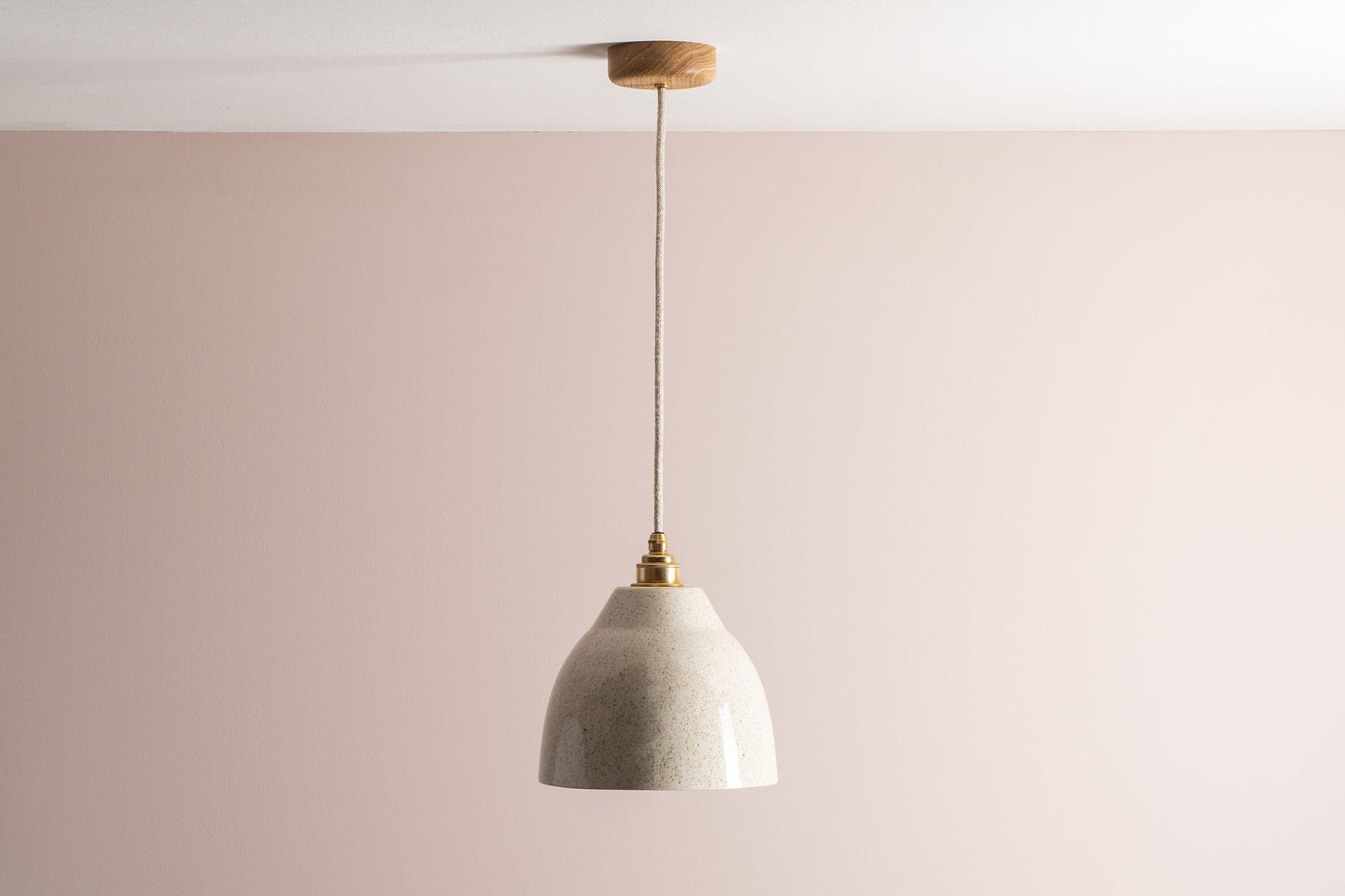 Speckled Cream Gloss Element Pendant Light in Ceramic and Brass/Nickel by StudioHaran