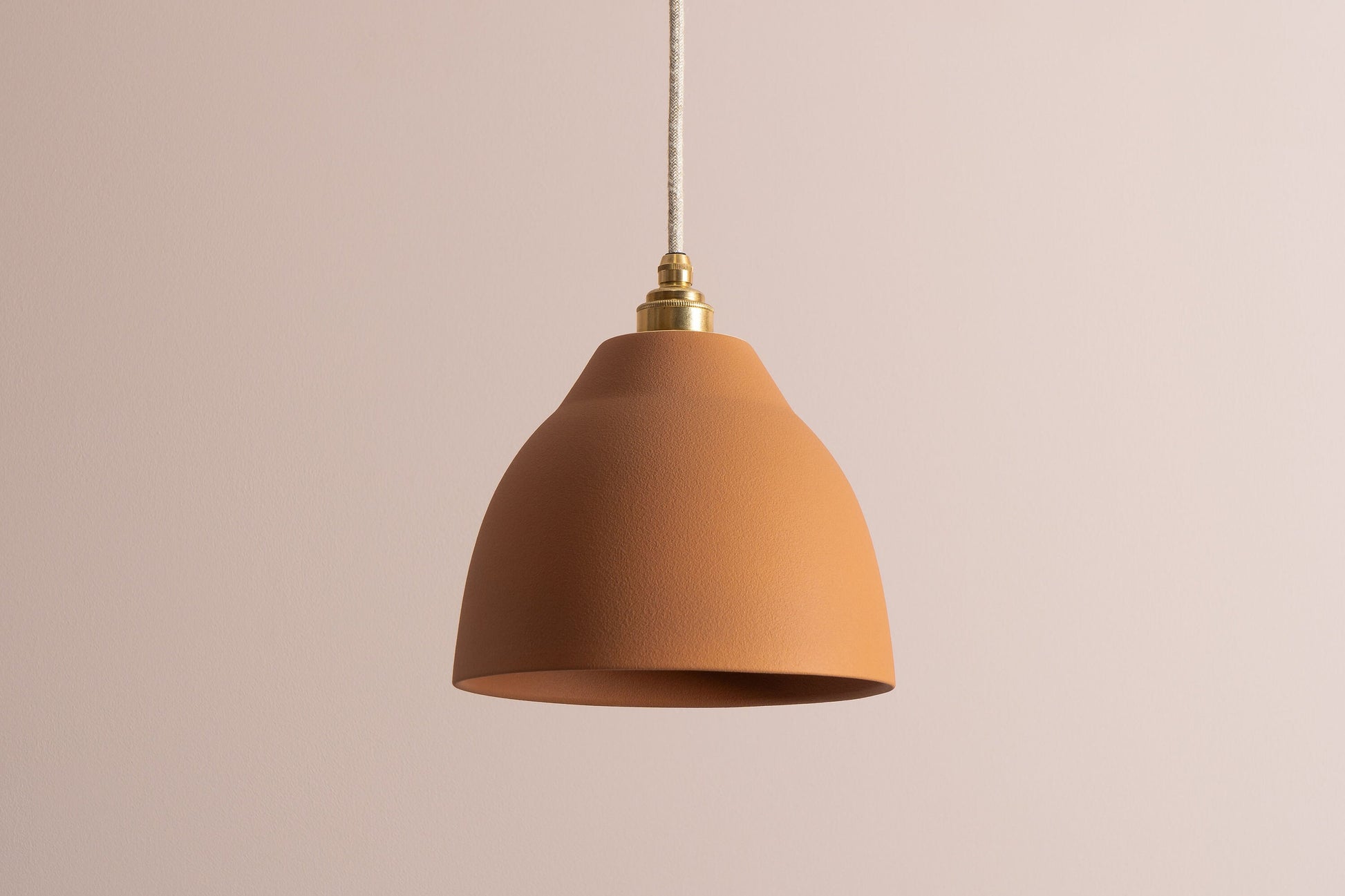Terracotta Element Pendant Light in Ceramic and Brass by StudioHaran