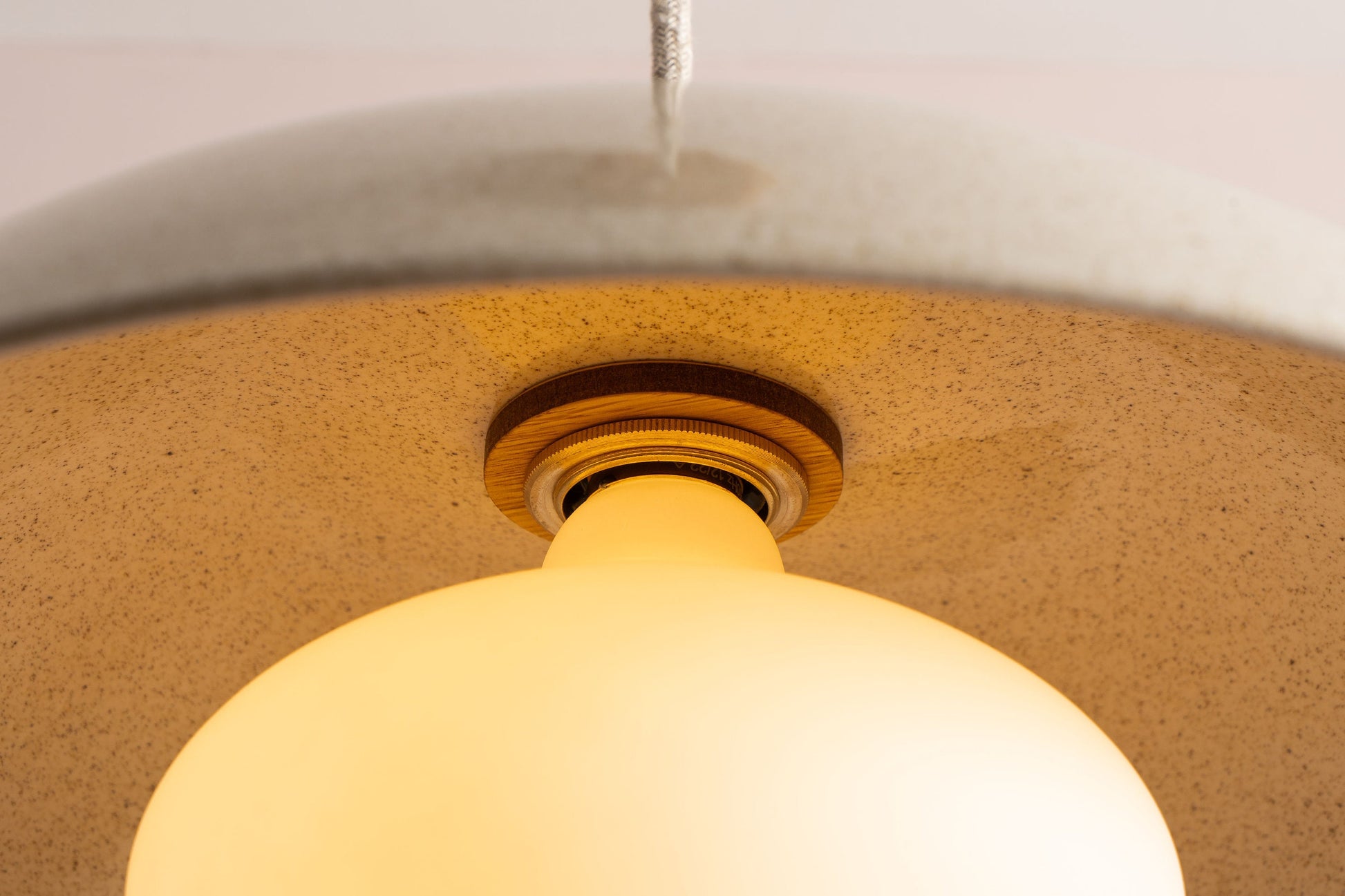 Speckled Cream Gloss Dusk Ceramic Lamp Shade and Pendant Set by StudioHaran