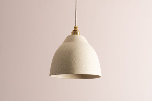 Speckled Cream Matt Element Pendant Light in Ceramic and Brass/Nickel by StudioHaran