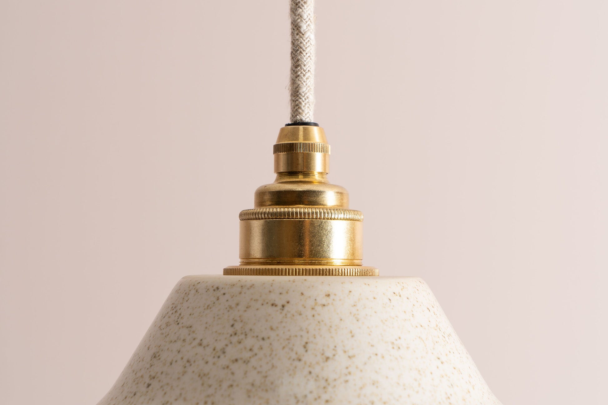 Speckled Cream Gloss Element Pendant Light in Ceramic and Brass/Nickel by StudioHaran