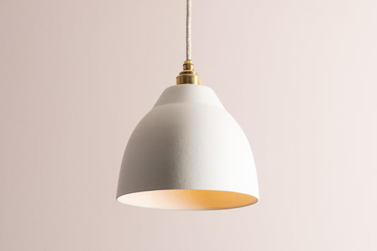 White Element Pendant Light in Ceramic and Brass/Nickel by StudioHaran