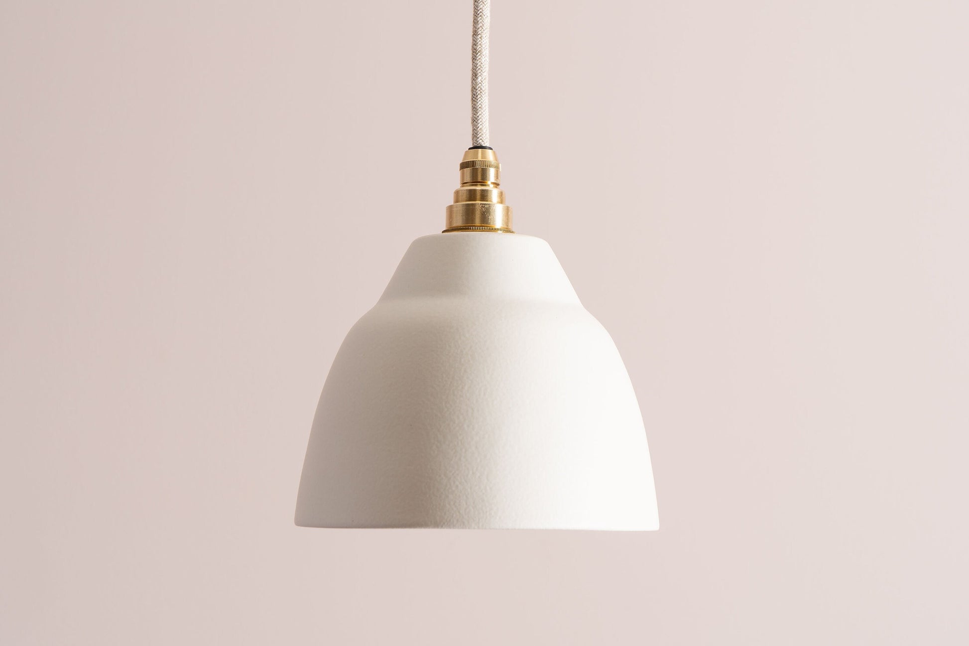 Small White Element Pendant Light in Ceramic and Brass/Nickel by StudioHaran