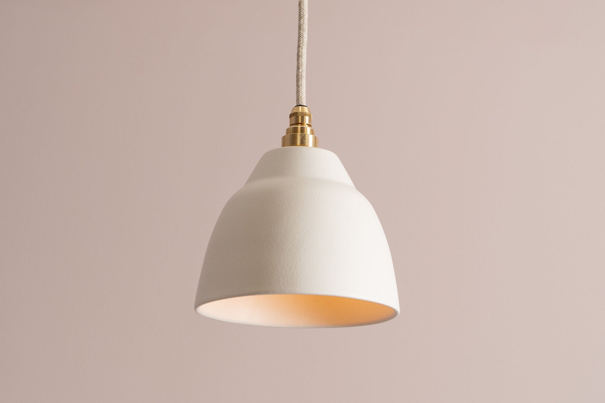 Small White Element Pendant Light in Ceramic and Brass/Nickel by StudioHaran
