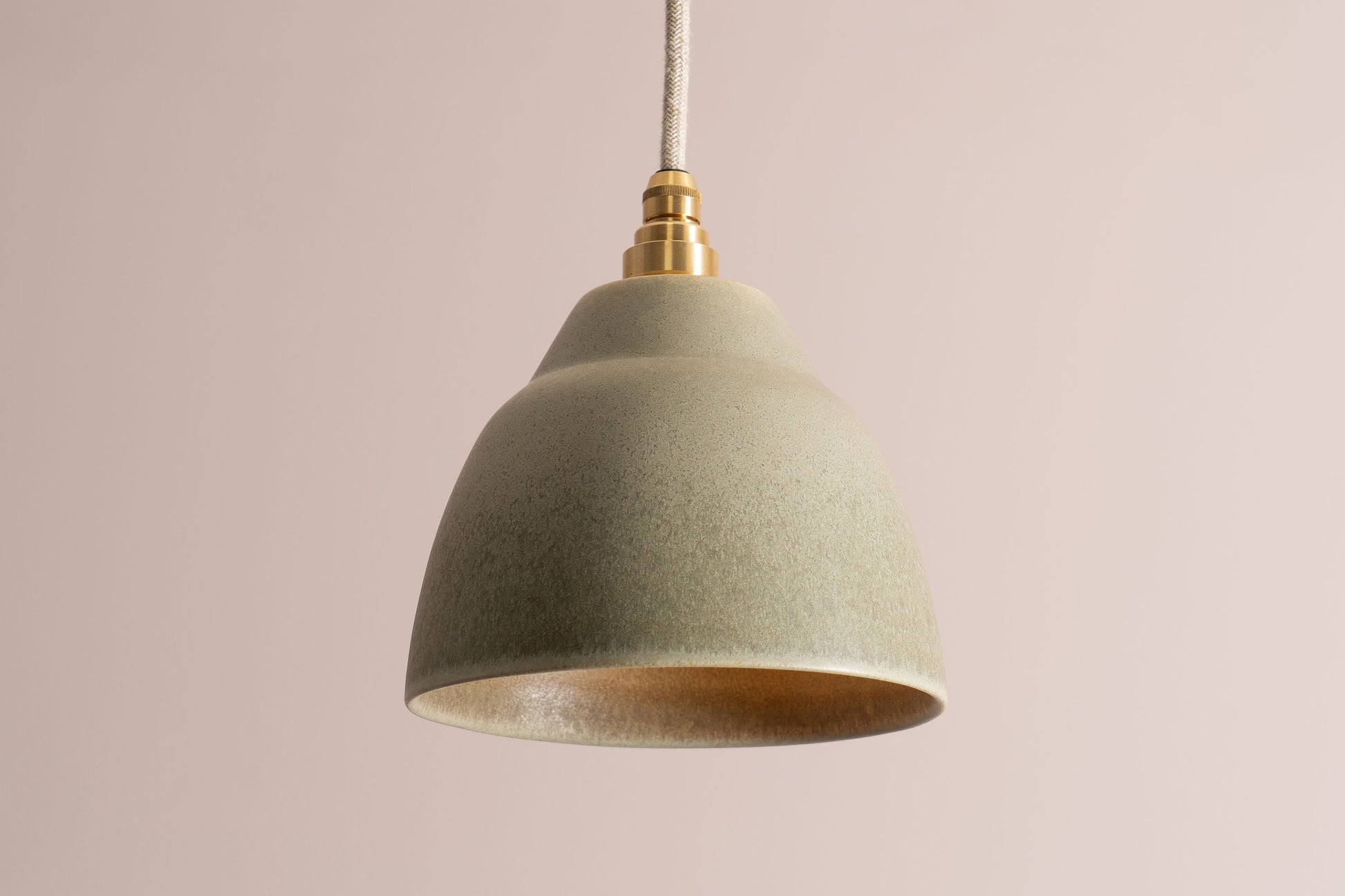 Small Green Element Pendant Light in Ceramic and Brass/Nickel by StudioHaran