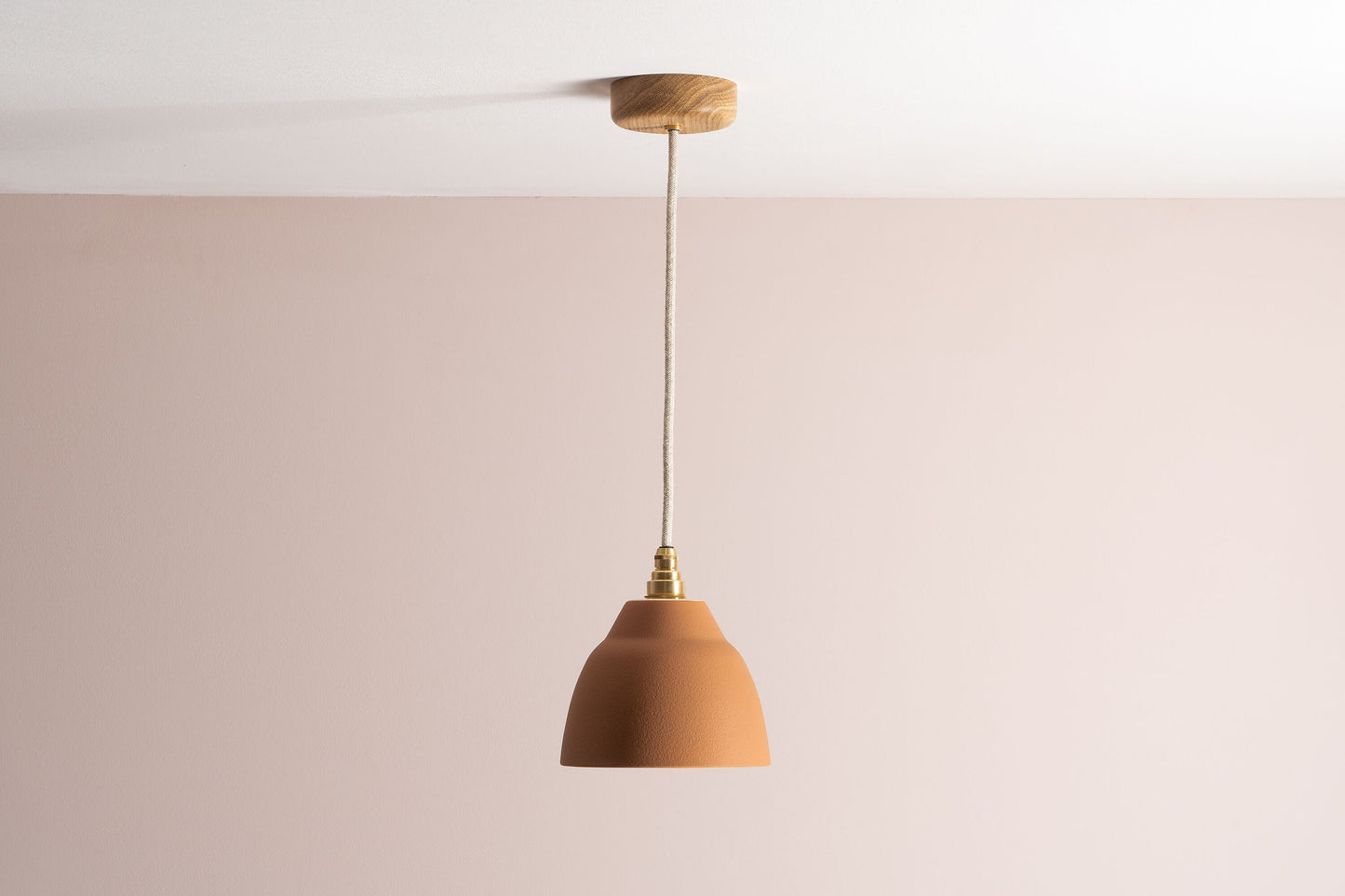Small Terracotta Element Pendant Light in Ceramic and Brass/Nickel by StudioHaran