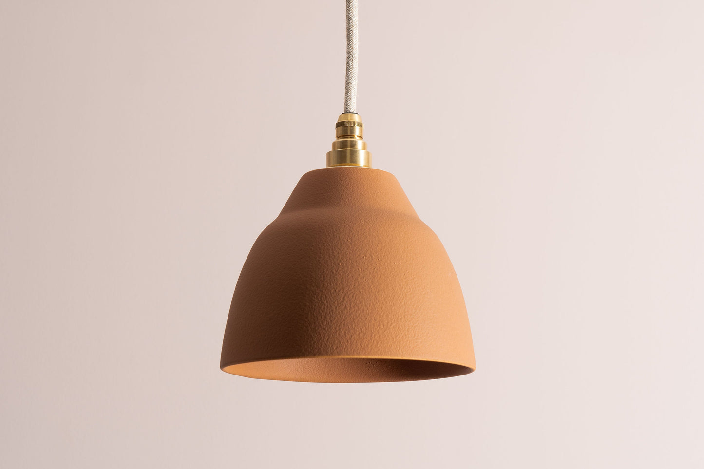Small Terracotta Element Pendant Light in Ceramic and Brass/Nickel by StudioHaran